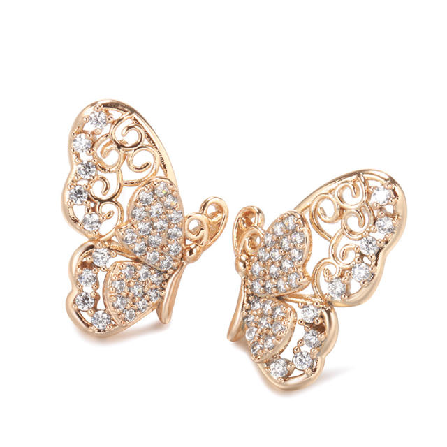 Korean style diamond hollow butterfly earrings