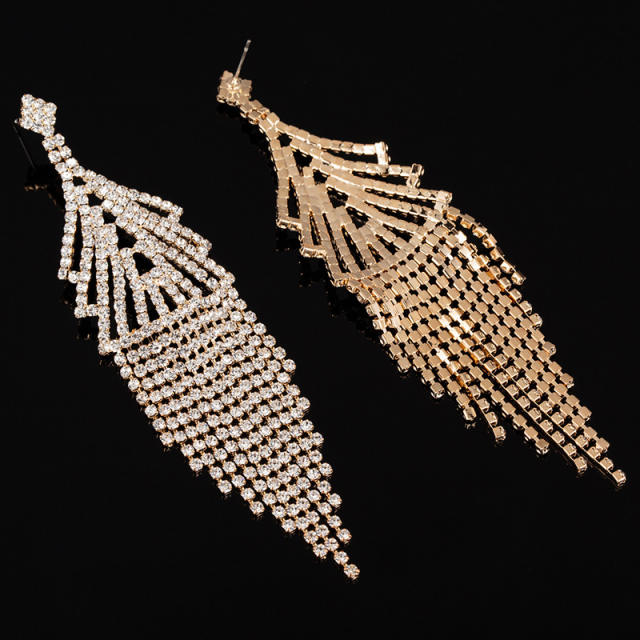 Vintage rhinestone tassel long earrings
