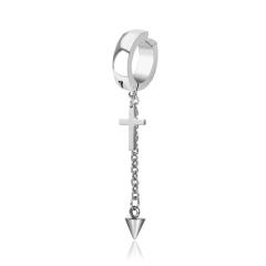 Black punk titanium steel cross earrings