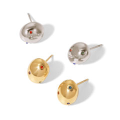14KG stainless steel oval shape ear studs