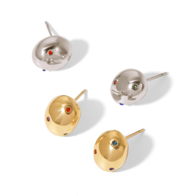 14KG stainless steel oval shape ear studs