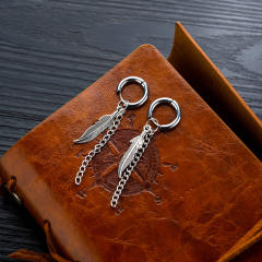 Fashion fringe titanium Steel chain earrings