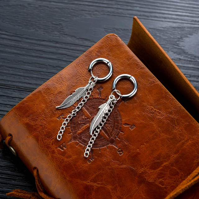 Fashion fringe titanium Steel chain earrings