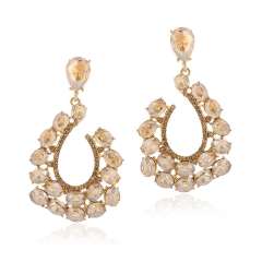 Elegant colorful glass crystal hollow drop earrings