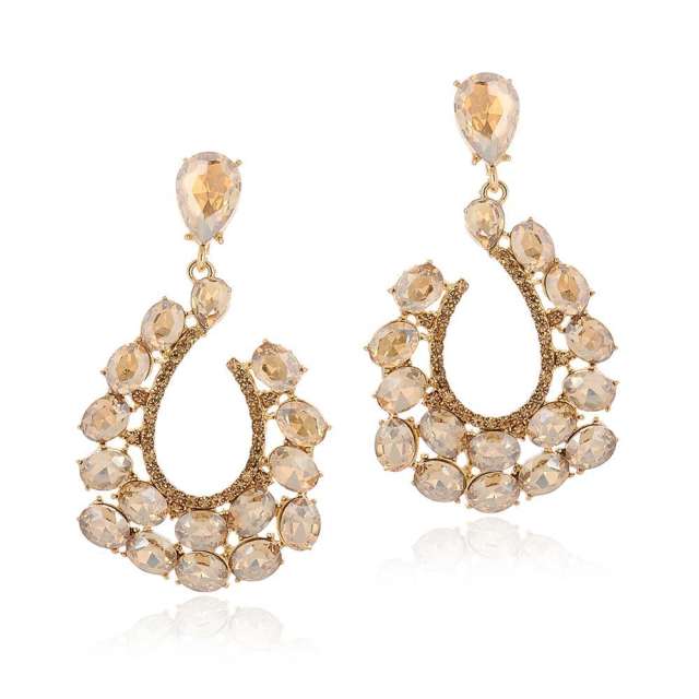 Elegant colorful glass crystal hollow drop earrings