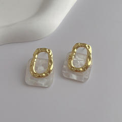925 needle color resin square shape ear studs
