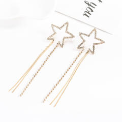 Delicate rhinestone star long earrings