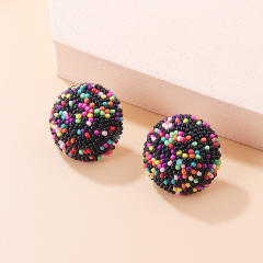 INS color seed beads semi circle ear studs