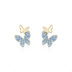 Elegant tiny butterfyl rhinestone ear studs