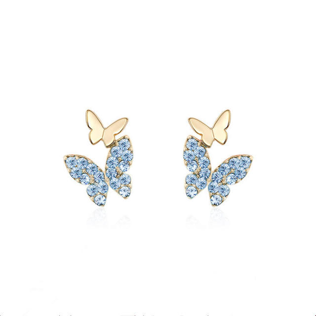 Elegant tiny butterfyl rhinestone ear studs