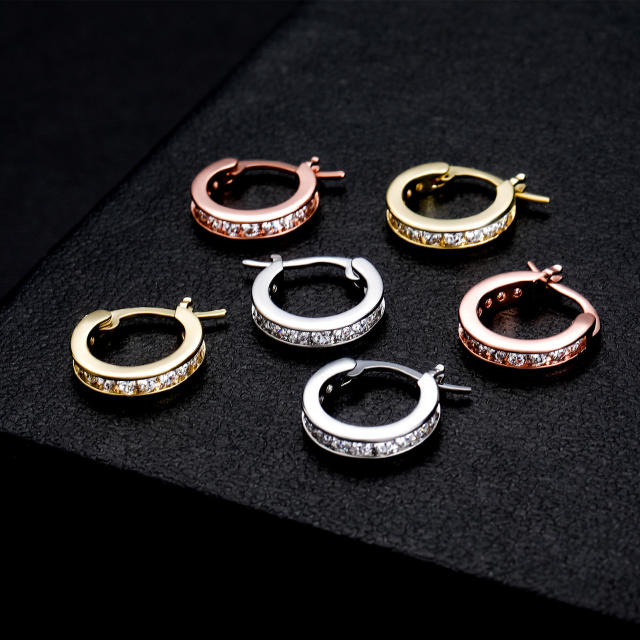 Hip hop zircon huggie earrings