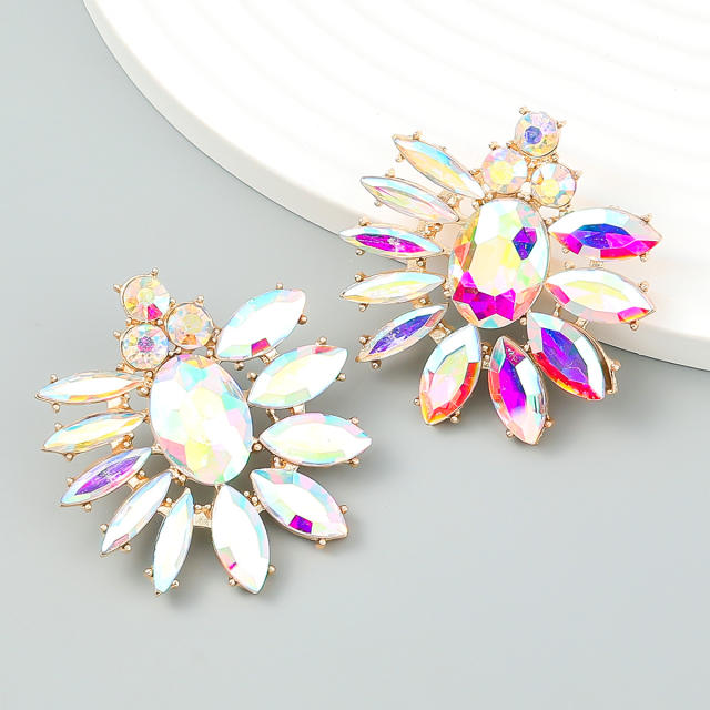 Colored glass crystal statement ear studs