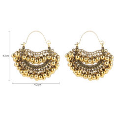 Hollow out metal beaded jhumka earrings