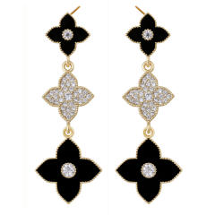 Classic color clover rhinestone dangle earrings