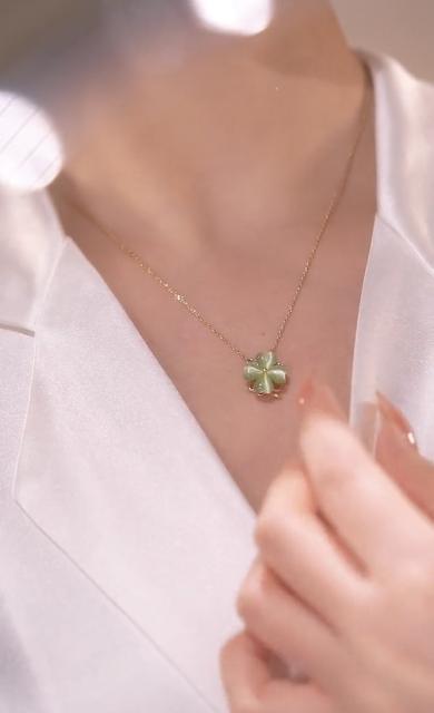 Green color opal stone clover design rotatabale ear studs necklace rings