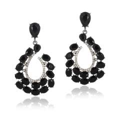 Elegant colorful glass crystal hollow drop earrings