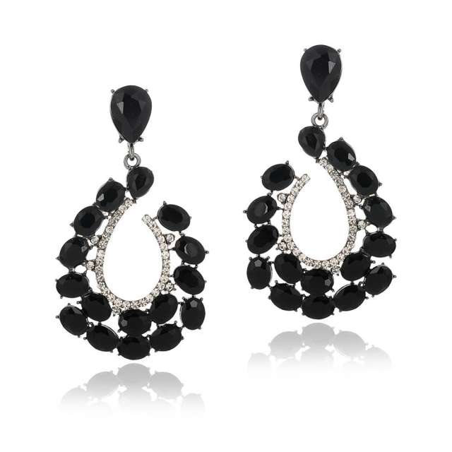Elegant colorful glass crystal hollow drop earrings