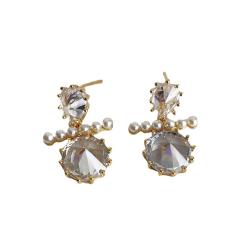 Korean style Pearl zircon earrings
