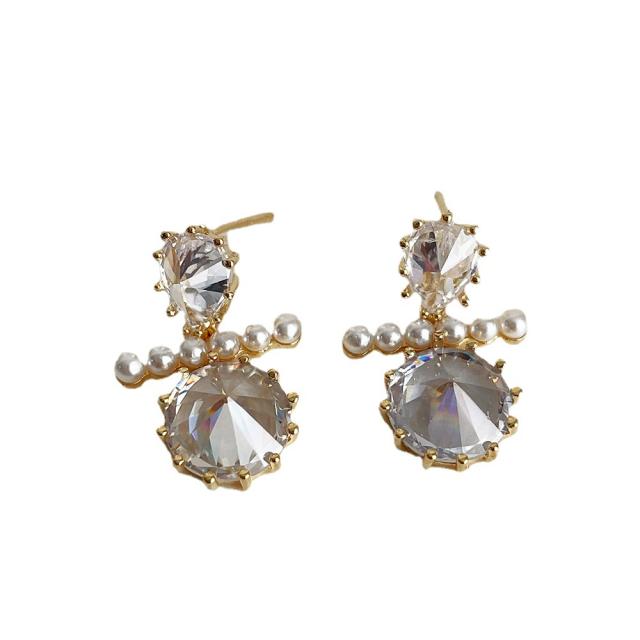 Korean style Pearl zircon earrings