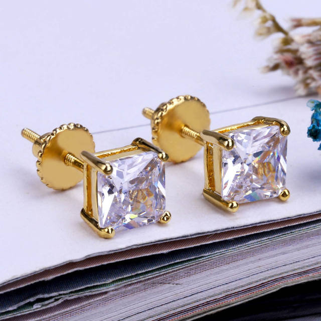Hip hop 4mm zircon stud earrings