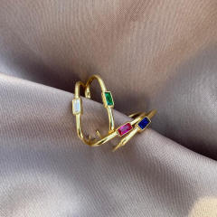 Unique U shape real gold plated color cz huggie earrings