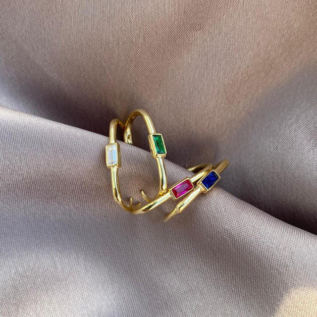 Unique U shape real gold plated color cz huggie earrings