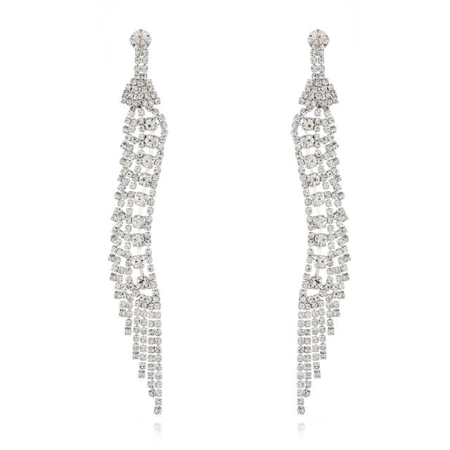 New arrival pave setting rhinestone long earrings