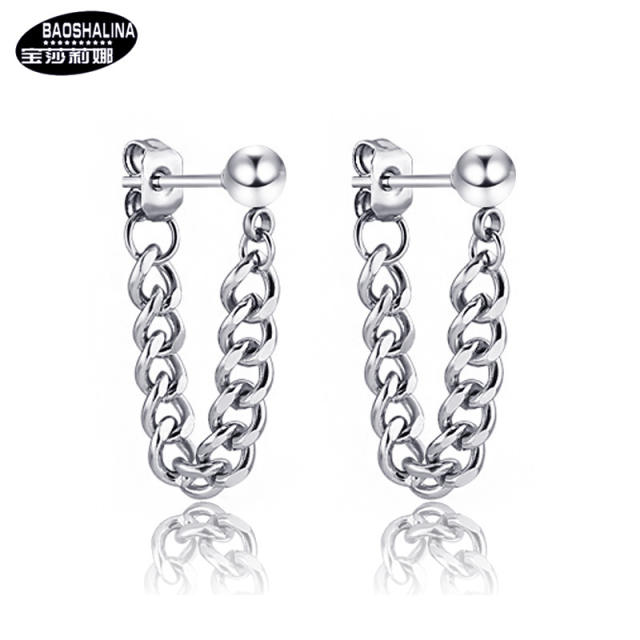 Fashion tassel titanium steel earrings