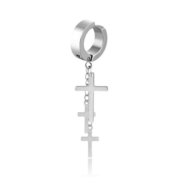 Black punk titanium steel earrings