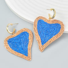 INS straw heart colorful earrings