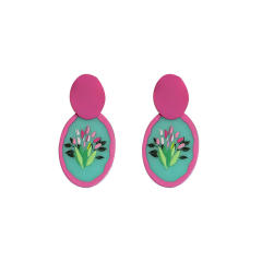 Summer green color seriex geometric ear studs
