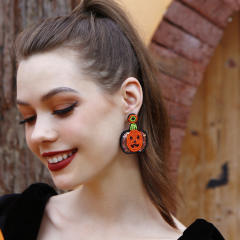 Handmade beaded pumkin earrings