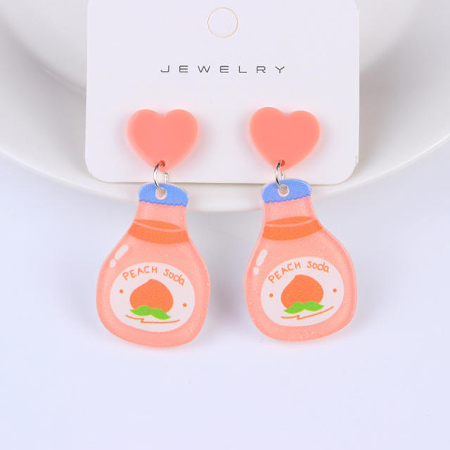 Cute cartoon drink bottle earrings