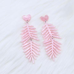 Boho colorful acrylic leaf dangle earrings