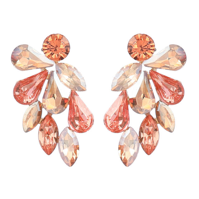 Glass crystal statement ear studs