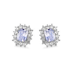 Emerald cut diamond colored ear studs