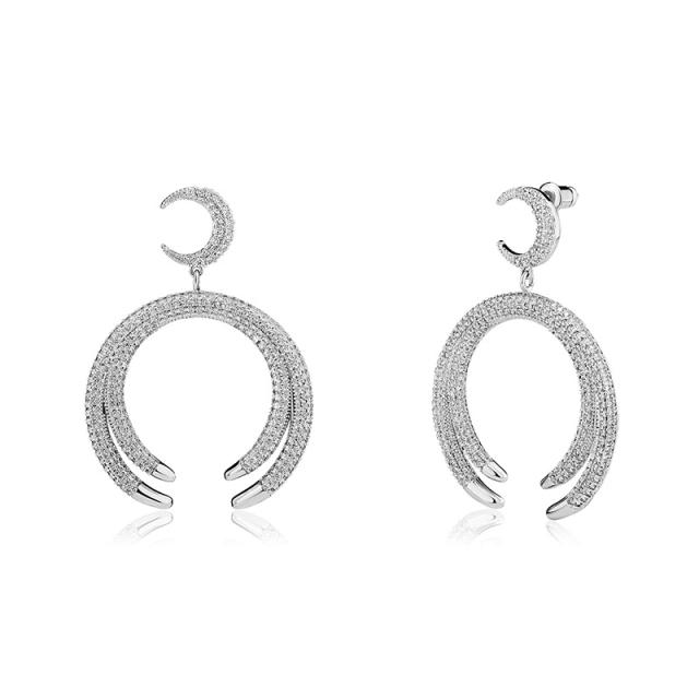 Hip hop zircon u-shaped earrings