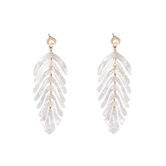 Concise acrylic leaf design earrings