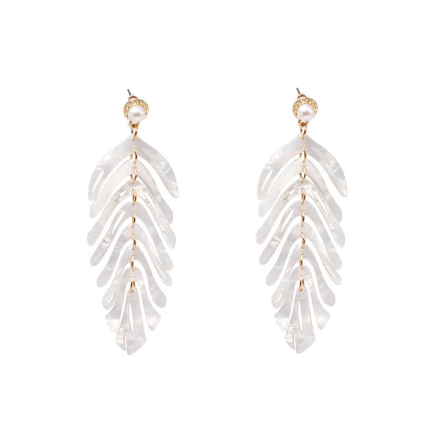 Concise acrylic leaf design earrings