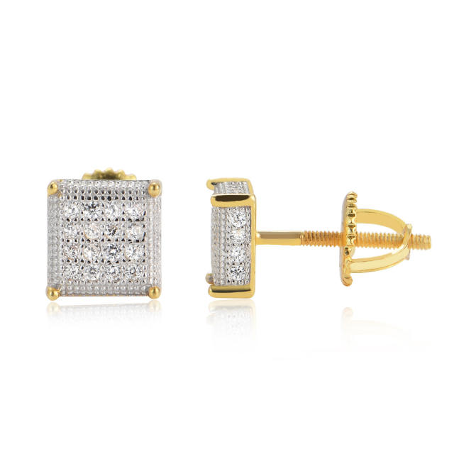 Hip hop zircon stud earrings