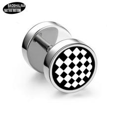 Pentagram titanium dumbbell black earings