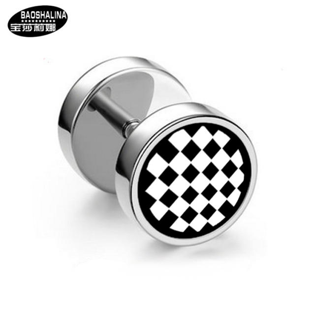 Pentagram titanium dumbbell black earings