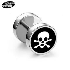 Pentagram titanium dumbbell black earings