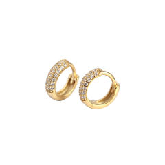 S925 three line cubic zircon huggie earrings