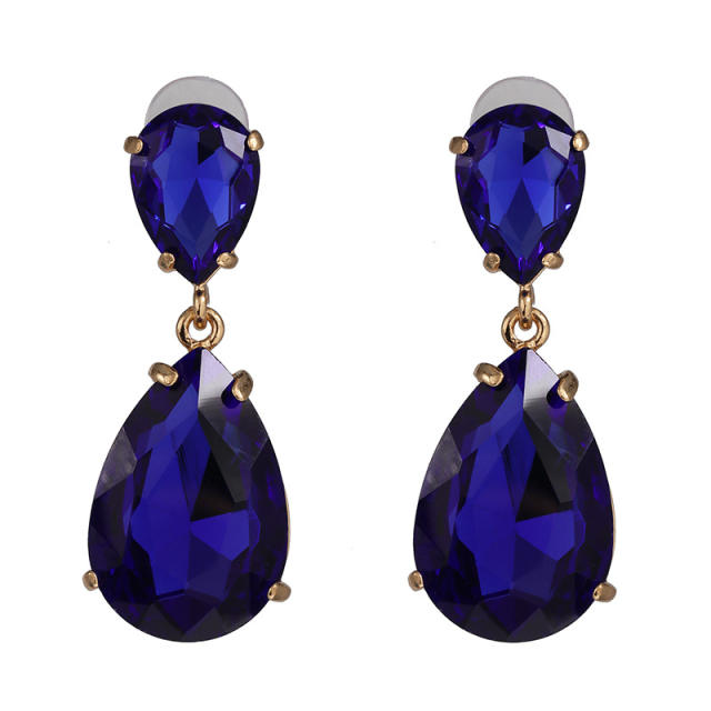 Colored glass crystal drop earrings