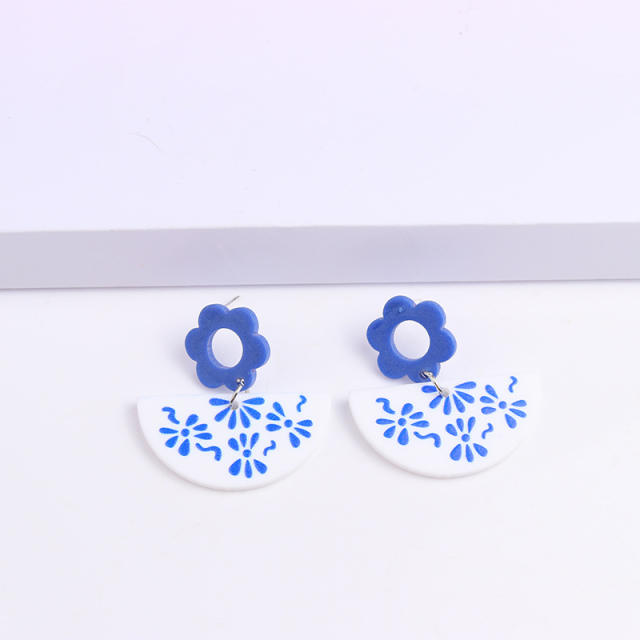 Chinese blue and white porcelain series earrings
