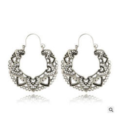 Vintage hollow Totem hoop earrings