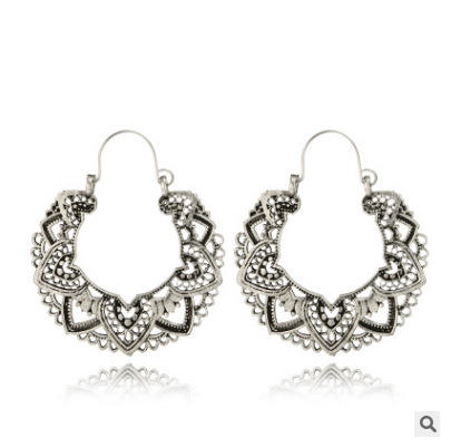 Vintage hollow Totem hoop earrings