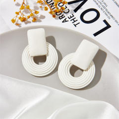 Geometric wood beaded vintage earrings