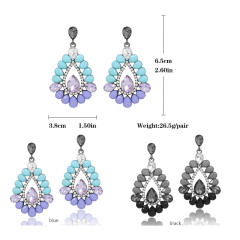 Color acrylic glass crystal drop earrings